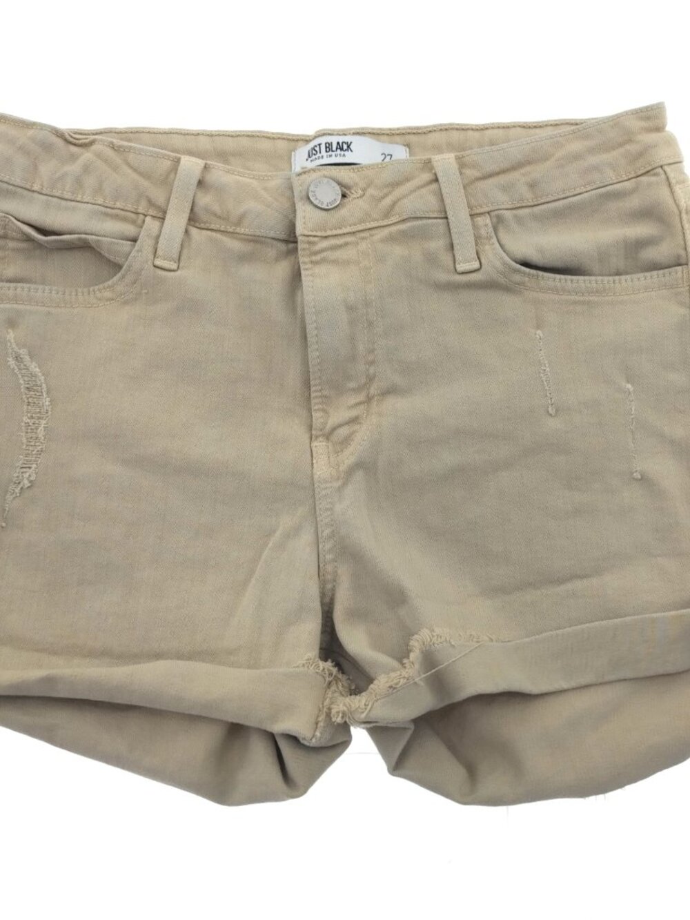 Just Black Denim Size 27 Beige Distressed Cuffed Shorts